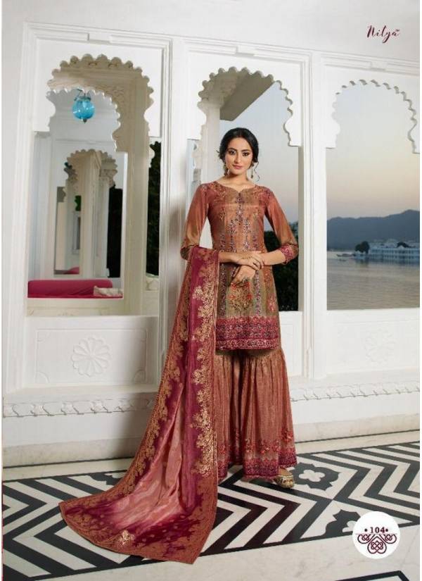 LT Arunima Exclusive Heavy Silk Digital Print With Handwork Designer Wedding Wear Palzzo Suit Collection 